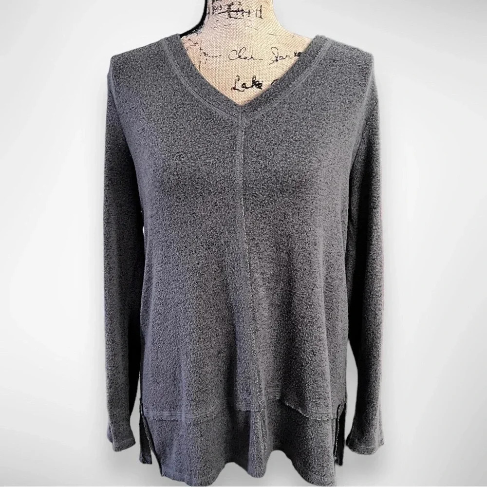 NORDSTROM RACK Women's Gray V-Neck Sweater Tunic Small |‎ EUC